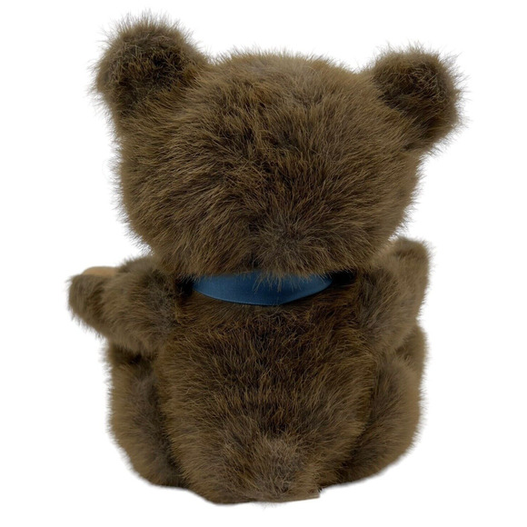 Dakin Vintage Brown Teddy Bear 1988 Plush Stuffed Animal Jointed Blue Bow Clean - Picture 5 of 13
